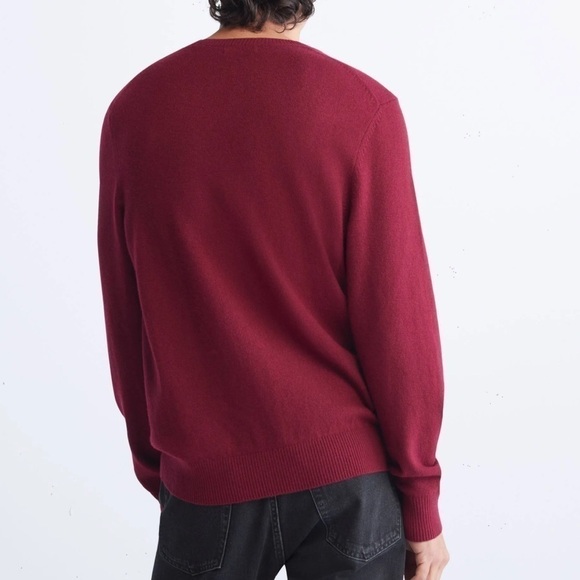 Calvin Klein CK Logo Wool blend Crewneck Classic Holiday Knit Sweater Wine sze M - Picture 2 of 10